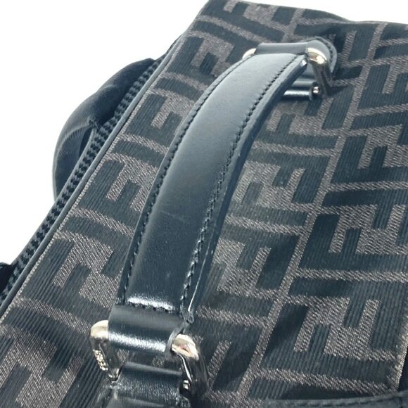 FENDI Black Leather Zucca Backpack - Picture 11 of 16